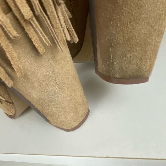 DV by Dolce Vita Suede Fringe Trim Open Toe Booties 7.5 - Picture 5 of 11